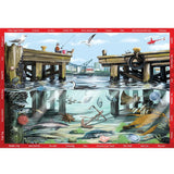 Extra-large puzzle by Ned Barruad features a coastal scene and hidden items for a fun 'Seek & Find' activity in New Zealand.