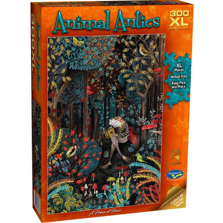 Intricate 300-piece puzzle by Evan Heasman featuring whimsical animal artwork, perfect for family fun and eco-friendly gifting.