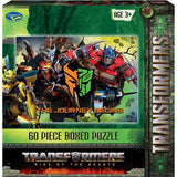 Colorful 60-piece jigsaw puzzle featuring Transformers: Rise of the Beasts imagery, designed for kids aged 4+.