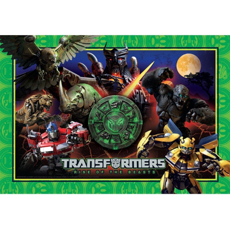 Transformers: Rise of the Beasts 300-piece XL jigsaw puzzle featuring vibrant art of iconic characters, perfect for fans.