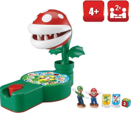 Epoch Game - Super Mario Piranha Plant Escape with game board, action figures, and a Piranha Plant for thrilling family fun.