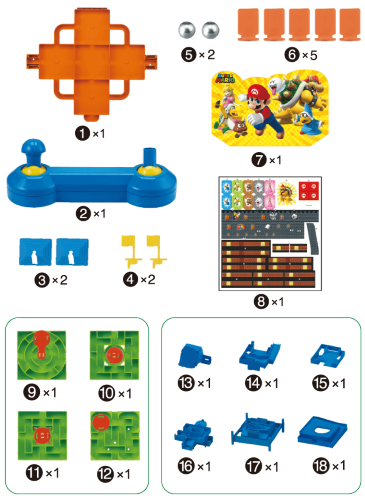 Colorful tabletop maze game featuring Mario navigating obstacles to reunite with Princess Peach, perfect for solo or multiplayer fun.