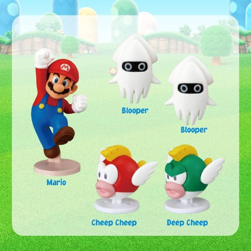 Balancing game featuring Super Mario figures, perfect for thrilling family fun and strategic gameplay for ages 4 and up.