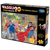 Wasgij Original 41 - 1000pc puzzle featuring a charming scene of a grandad and his worn motorbike at The Restore Store.