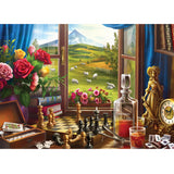 Vibrant 'Window Wonderland S3 - Make the Best Move' puzzle featuring intricate details, ideal for ages 8+, 1000 pieces.