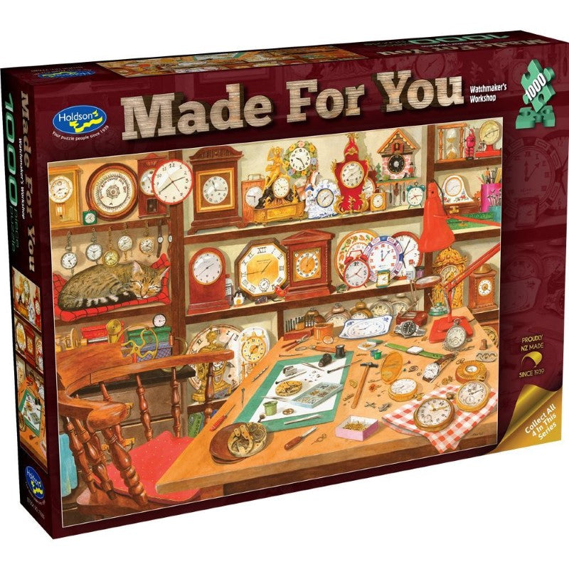 Puzzle showcasing the intricate Watchmaker's Workshop with 1000 pieces, perfect for enthusiasts and sustainable lifestyle.