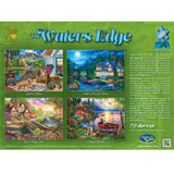 1000-piece jigsaw puzzle depicting a tranquil lake house at twilight from The Waters Edge S2 collection, made in New Zealand.