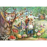 Colorful 1000-piece puzzle featuring whimsical gnomes enjoying playful moments, perfect for family fun and gifting.