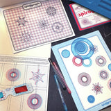 3D Design Suite - Spirograph kit featuring precision wheels, vibrant pens, 3D glasses, and design pads for creative art.