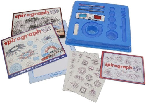 3D Design Suite - Spirograph: Art kit with precision wheels, colorful pens, and 3D glasses for creating stunning dimensional designs.