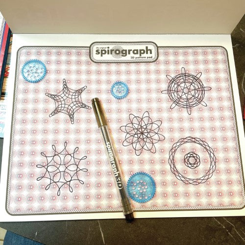 3D Design Suite - Spirograph kit with precision wheels, vibrant pens, 3D glasses, and design pads for creating stunning art.