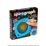 Spirograph Doodle Pad with LCD screen, stylus, and stencil wheels for easy, mess-free artistic designs. Perfect for ages 5+.