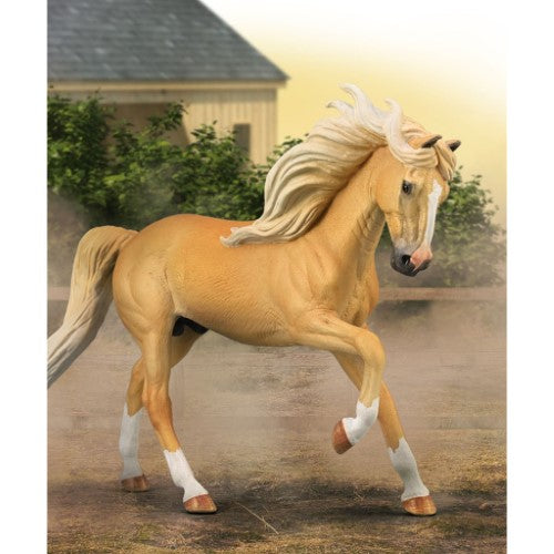 Hand-painted CollectA Andalusian Stallion Palomino XL figurine, showcasing vibrant golden yellow color and realistic details.