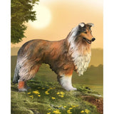 Hand-painted CollectA Rough Collie figurine with detailed features, ideal for collectors and dog lovers, measuring 9 x 6 cm.