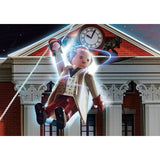 Playmobil Back to the Future Advent Calendar featuring iconic figures, a clock tower, and 24 collectible surprises for festive fun.