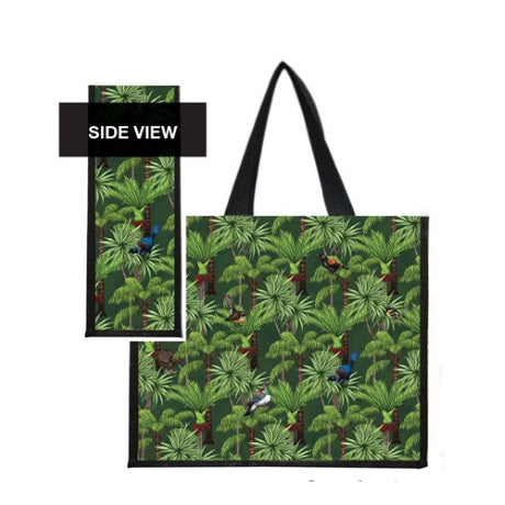 Sophie Blokker Kiwiana Tote Bag featuring vibrant NZ forest and bird design, spacious and eco-friendly for everyday use.