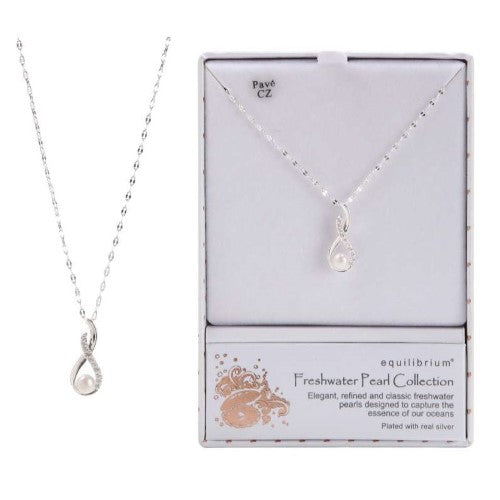 Freshwater pearl necklace with silver-plated chain, perfect for elegant daily wear or special occasions.