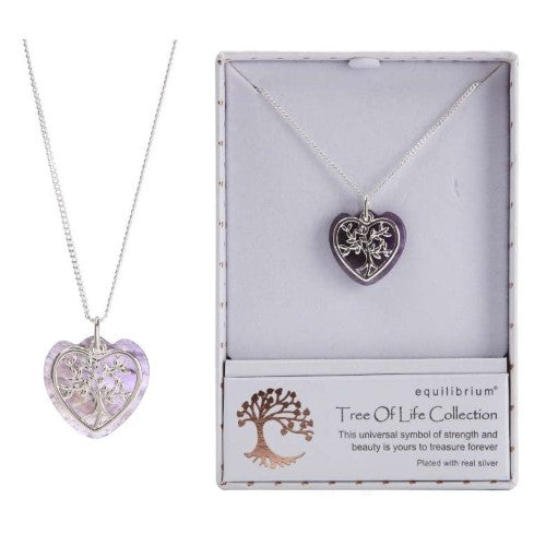 Amethyst Tree of Life necklace showcasing healing gemstones, silver plating, and symbols of balance and growth.