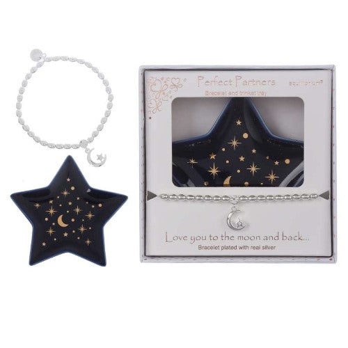 Elegant moon bracelet with a Trinket Tray, perfect for stylish storage and versatile wear for any occasion.