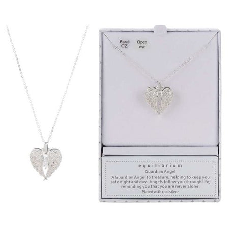 Silver-plated necklace featuring angel wings, symbolizing protection and love, ideal for elevating any outfit.