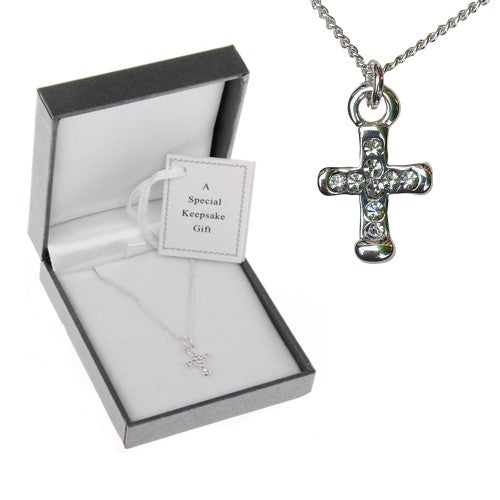 Elegant Equilibrium Cross Chain Necklace featuring a silver-plated cross pendant, ideal for expressing faith and style.