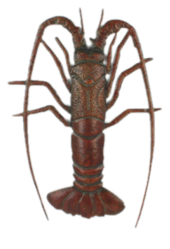 Large metal lobster wall art, 0.78x0.575m, vibrant coastal decor for seafood lovers, perfect for kitchens and living spaces.