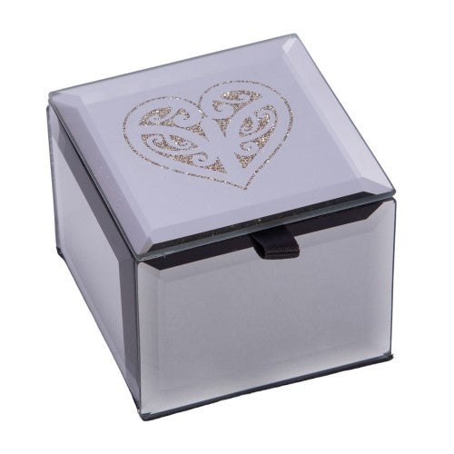 Elegant Aroha Bling Mini Trinket Box with heart and Koru design for storing jewelry and small treasures.