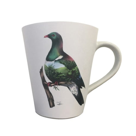 Kiwiana ceramic stoneware mug featuring a Wood Pigeon design, ideal for stylish coffee and tea enjoyment.
