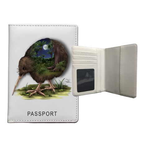 Sophie Blokker Kiwi passport holder, featuring vibrant Kiwi design, protects documents and embodies New Zealand's travel spirit.