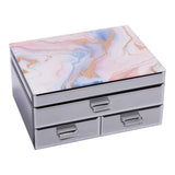 Pastel Dreams Large Jewellery Box with three compartments, two drawers, and a stunning glass mirror patterned exterior.