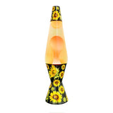 Whimsical sunflower motion lamp with swirling golden liquid, adding a soothing ambiance to any room.