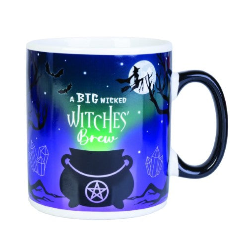 Giant ceramic mug with a witches' cauldron design, holding 900ml for coffee, tea, or hot chocolate.