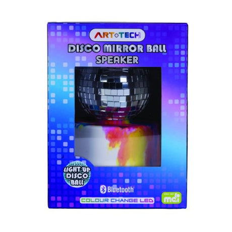 Disco Mirror Ball Speaker (13.5cm) with Bluetooth, LED lights, and portable design for vibrant celebrations.