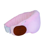 Pink wireless speaker eye mask (40.5cm) for comfortable sleep, featuring Bluetooth connectivity and soft, breathable fabric.