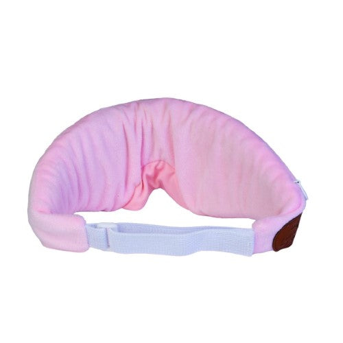 Wireless speaker eye mask in pink, 40.5cm, features Bluetooth for music while blocking light for restful sleep.