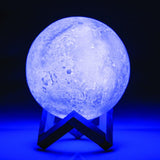Touch Lamp - Moon (17.5cm) with 16 colors, touch sensor, USB charging, and wooden stand, perfect for ambiance and decor.
