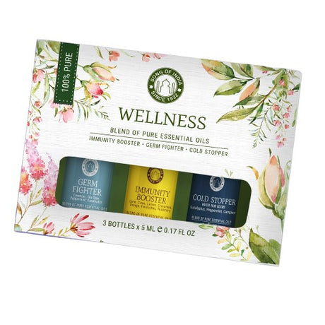 Wellness Essential Oil Pack of 3 (5ml) includes immunity booster, germ fighter, and cold stopper blends for natural health.