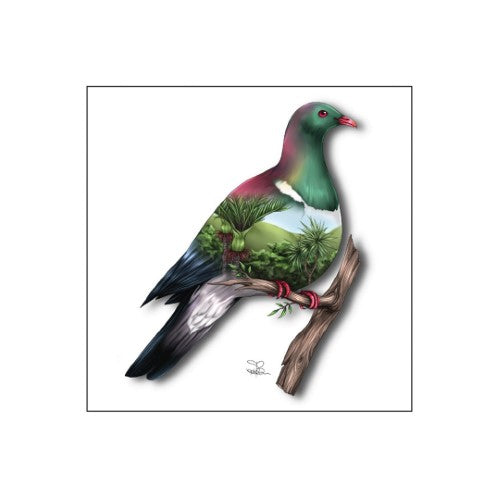 3D Square Ceramic Tile featuring a vibrant Wood Pigeon design, perfect for enhancing home decor with Kiwi culture.