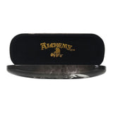 Hard shell glasses case featuring 'Poe's Raven' skull artwork, includes microfibre cloth, perfect for literary lovers.