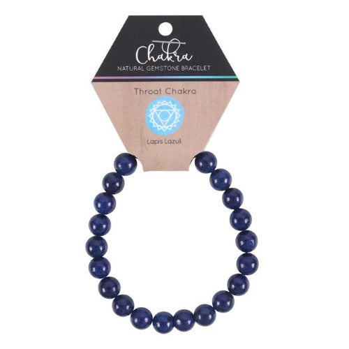 Throat Chakra Lapis Lazuli Bracelet with 8mm beads for enhanced communication and chakra healing, promoting clarity and confidence.