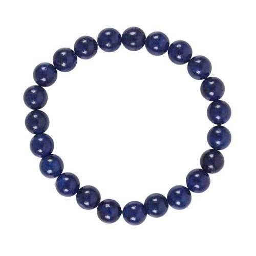 Lapis lazuli gemstone bracelet for throat chakra healing, promoting communication and self-expression with 8mm beads.