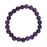 Third Eye Chakra Amethyst Gemstone Bracelet featuring 8mm natural amethyst beads for clarity and spiritual enhancement.