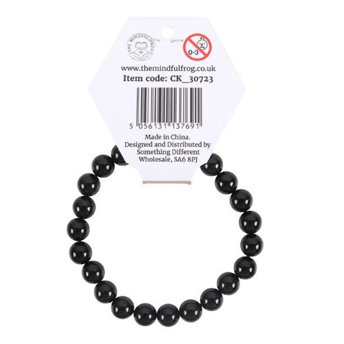 Root Chakra Hematite Gemstone Bracelet featuring 8mm beads, promotes grounding, balance, and energy healing.