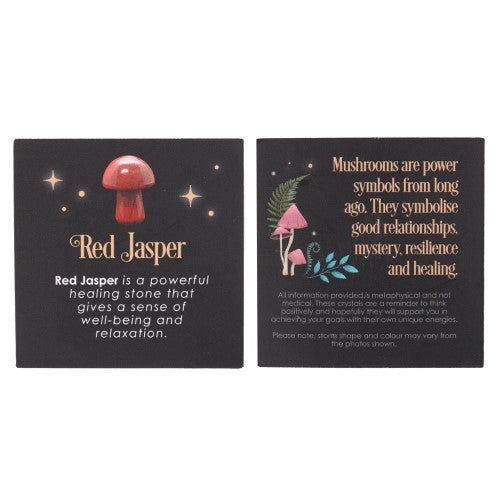 Polished red jasper mushroom sculpture from the Dark Forest collection, promoting healing and harmony, H: 3.5 cm.