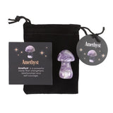 Polished amethyst mushroom decor piece, promoting emotional balance and positive energy, ideal for healing and meditation.