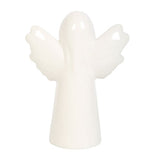 Ceramic angel ornament with gold star, features message 'Fly with the angels, Dance with the stars', perfect for home decor or gifts.