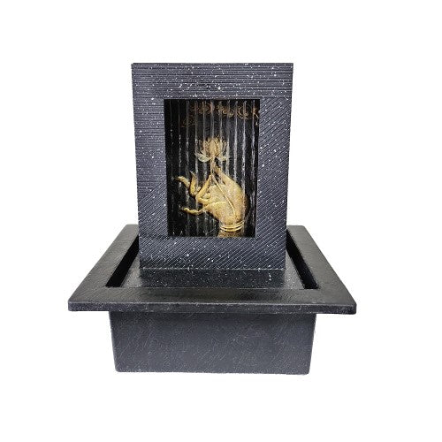Lotus Flower Fountain: Serene indoor water feature with soft illumination, crafted from durable polyresin, 25 cm tall.