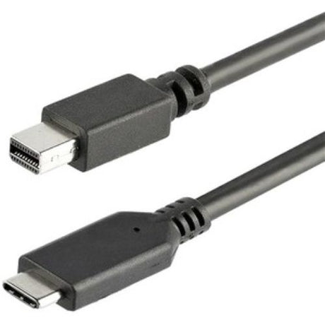 Black 1m USB-C to Mini DisplayPort cable enabling 4K 60Hz connection for compatible devices like MacBook and Dell XPS.