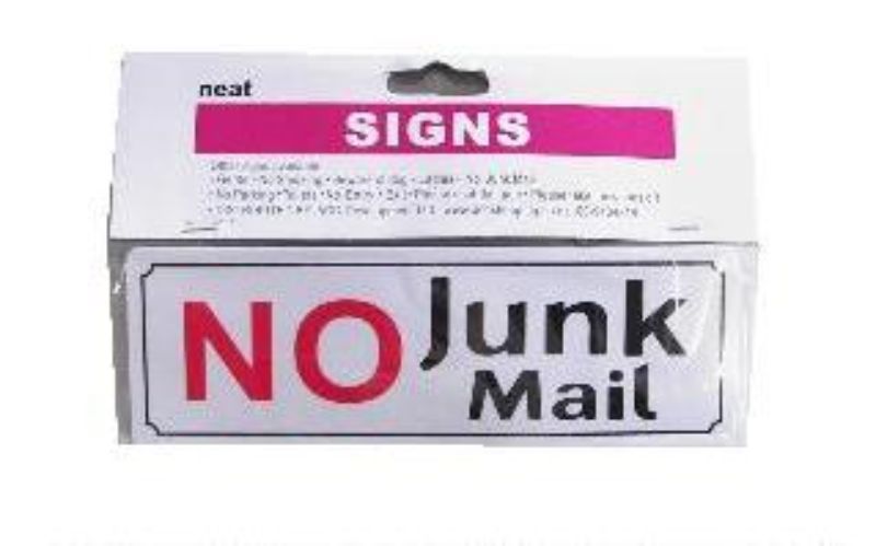 Sign No Junk Mail (6 X 15cm)