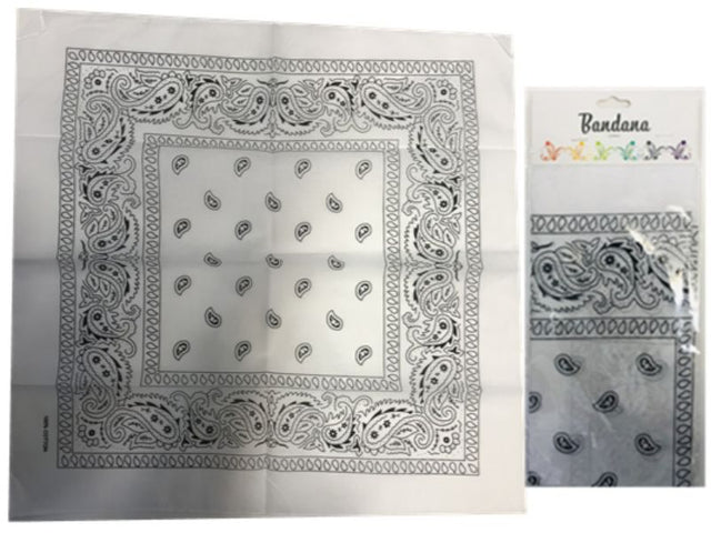 Set of 6 white bandanas, 56cm, versatile for fashion, outdoor use, and DIY projects. Eco-friendly and easy to clean.